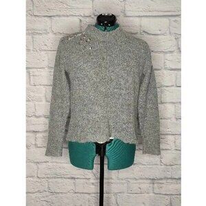 KOLOR Knits Womens Pullover Sweater Gray Heathered Long Sleeve Beads Crew Neck M